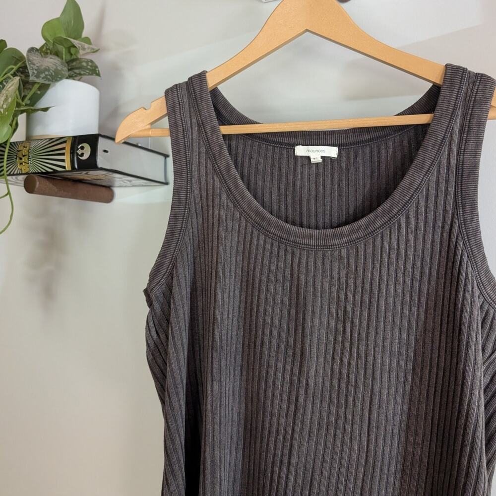 Maurices | Ribbed Tank Top Charcoal Gray Acid Wash Sleeveless | Women's XL